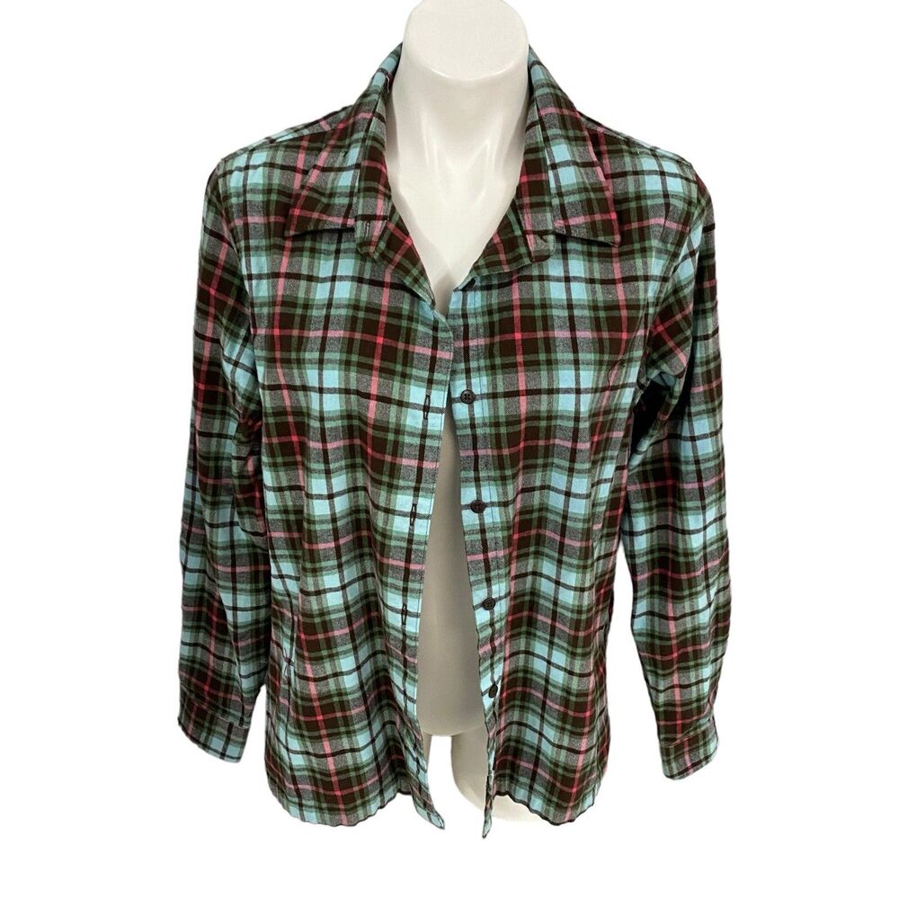 Upcycled Flannel Shirt Womens Large Shacket Hunting Green Country Grunge Camp - Picture 3 of 16